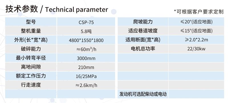 CSP-75輪胎式巷道掘進(jìn)破碎機(jī)
